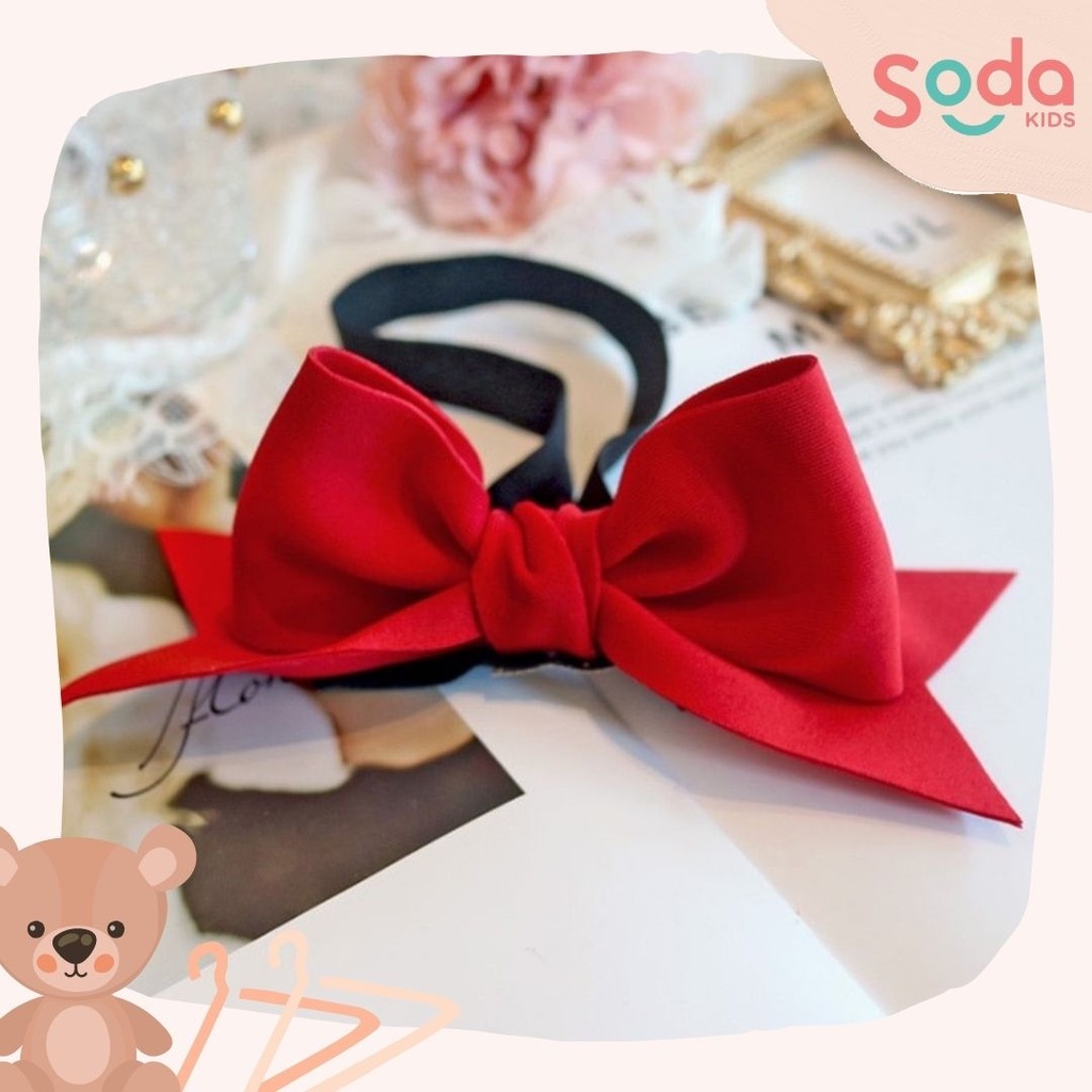 Băng đô nơ đỏ dáng đứng dễ thương cho bé gái (Ảnh thật)