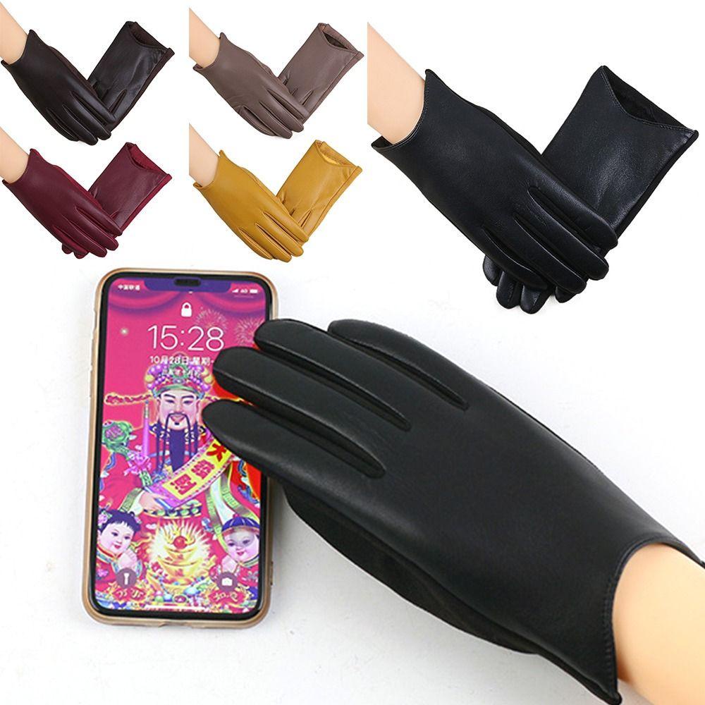 JUNE Găng Tay Mùa Đông Màu Sắc Đơn Giản Ấm Áp Dành Cho Nữ