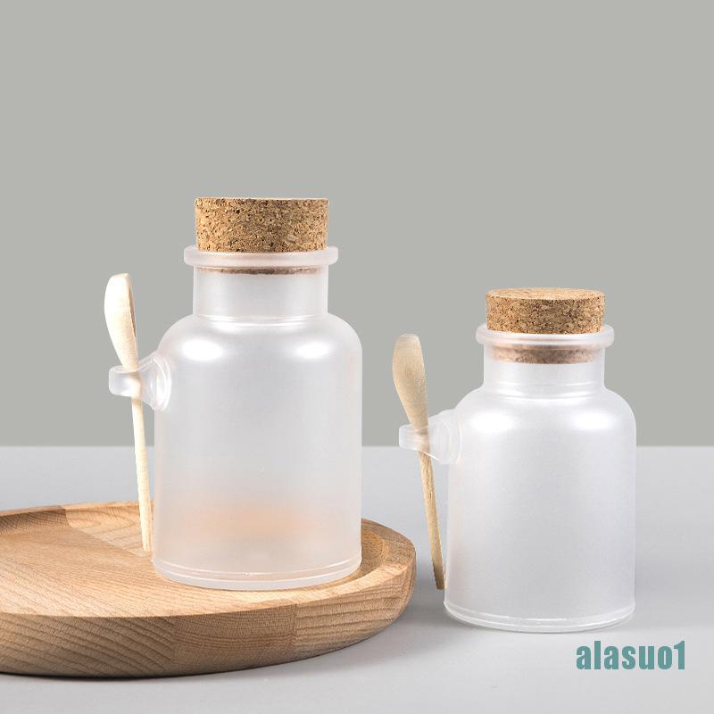 (Hàng Mới Về) Set 1 Hũ Nhựa Đựng Gia Vị Kèm Muỗng Gỗ Tiện Lợi Cho Phòng Tắm