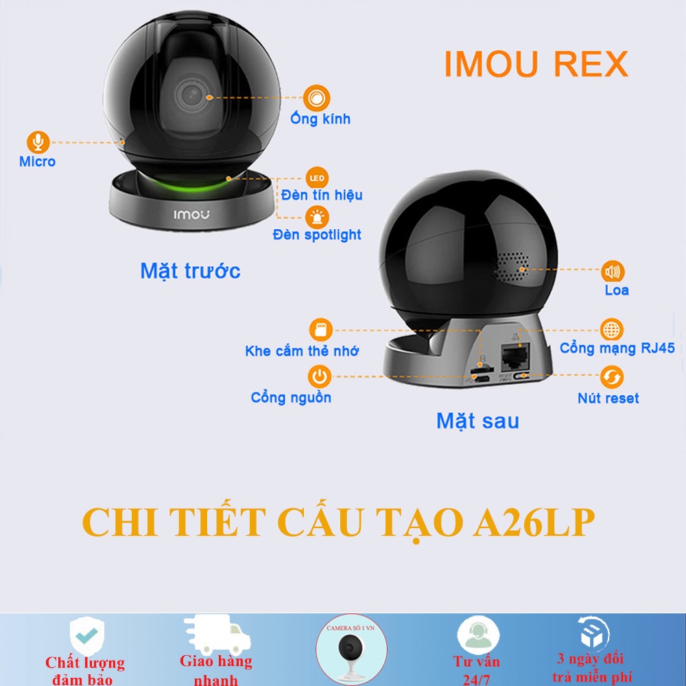 Camera WIFI IP Xoay 360 Trong Nhà REX IPC-A26LP IMOU 1080P Bảo hành chính hãng 24 tháng