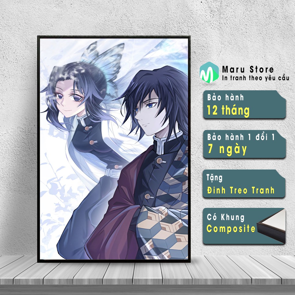 Tranh Canvas Tomioka Giyuu và Shinobu Chất Liệu Canvas