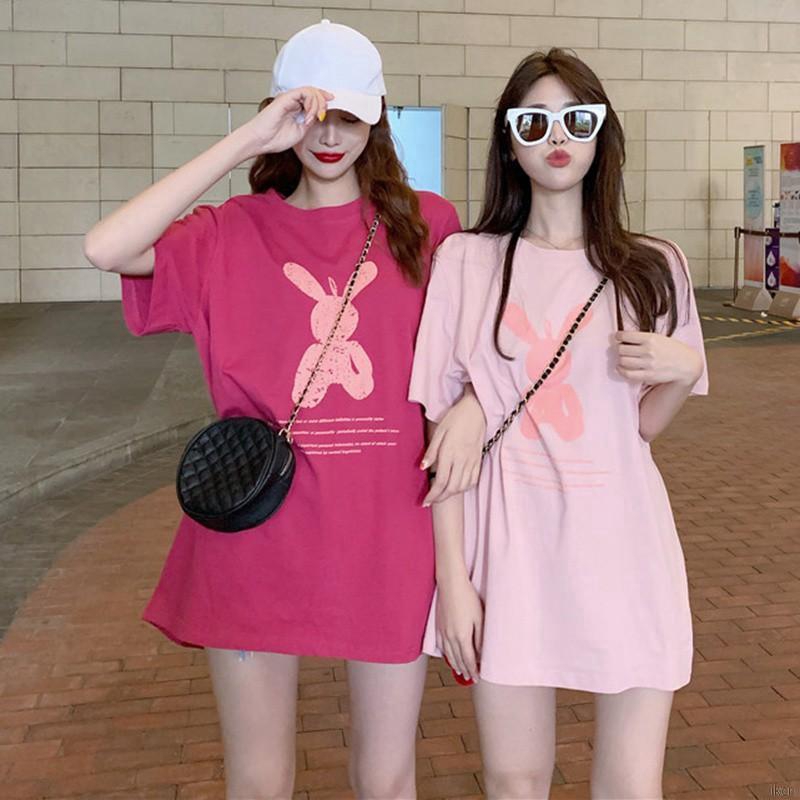 Áo thun nữ cổ tròn ngắn tay in chữ và hình đáng yêu dễ thương