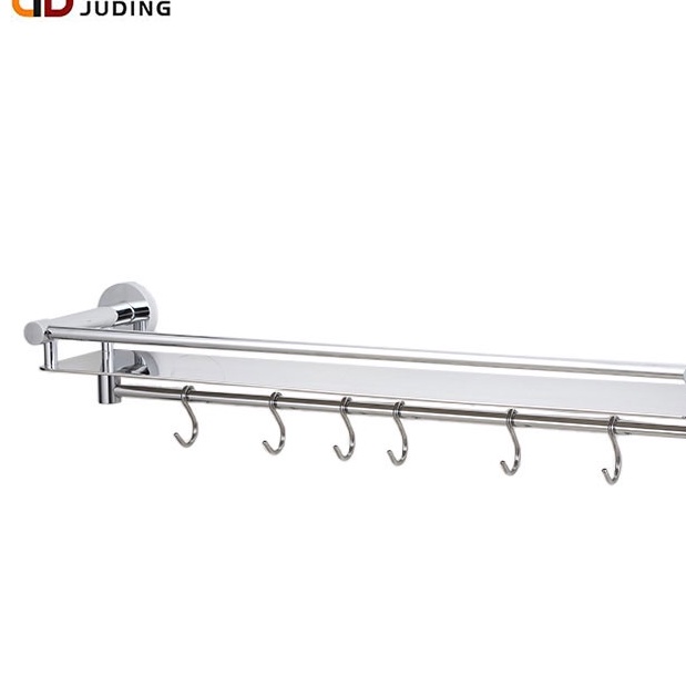 Kệ đựng gia vị inox dán tường 50cm kèm 6 móc tiện lợi