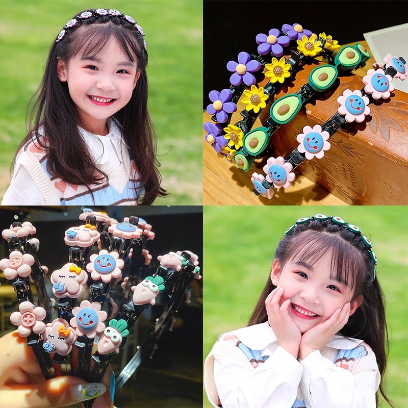 Cài Tóc Bé Gái Đính Hoa Nhiều Màu Sắc Duyên Dáng Dễ Thương