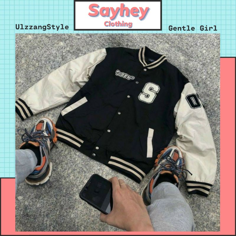 Áo khoác Bomber Dù CREW Ulzzang unisex form rộng Varsity - Sayhey Clothing