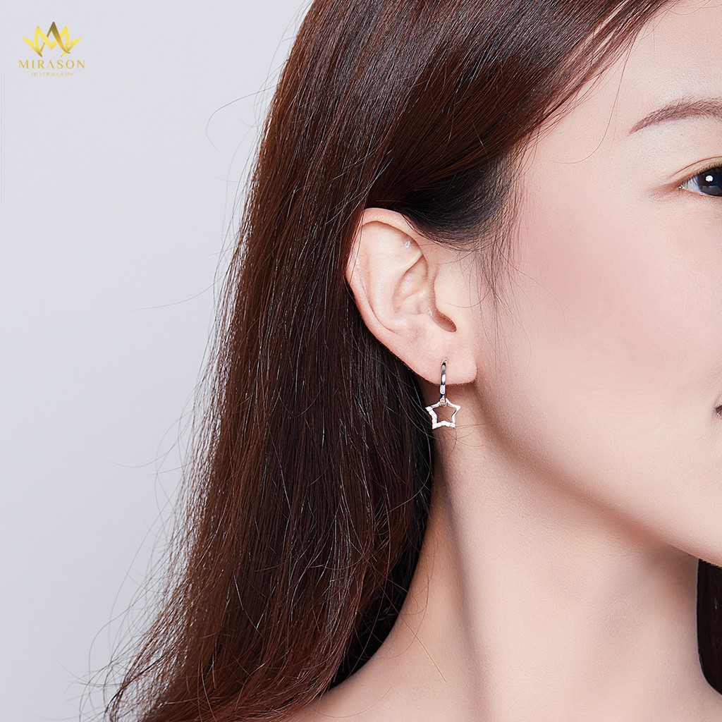 Khuyên Tai Bạc Nữ MIRASON Ngôi Sao, Dáng Tròn, Khoen Bấm Sang Trọng MBT149 - Bông Tai Nữ Bạc 925 Cao Cấp