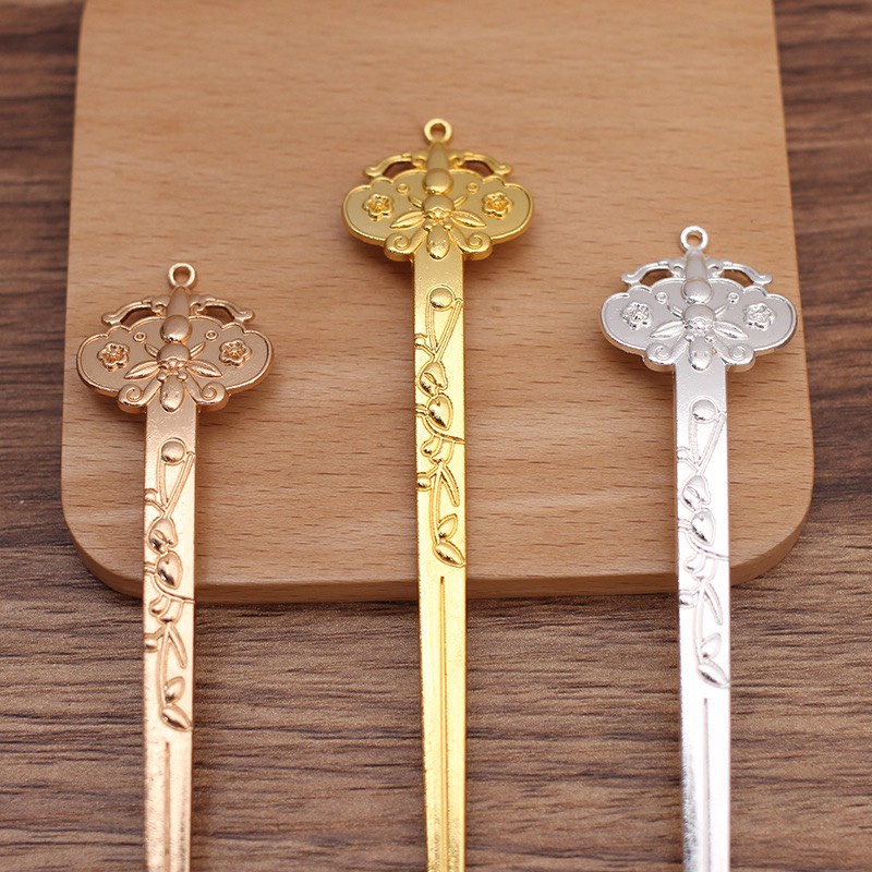 Cán trâm đúc họa tiết đôn hoàng 140mm nguyên liệu làm trâm làm trang sức cổ trang cosplay cổ phục việt phục có màu KC