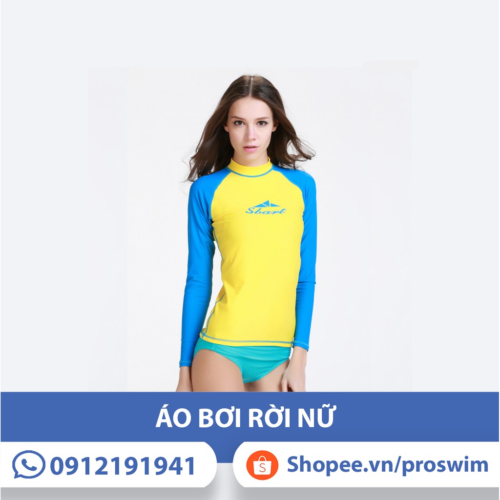 Áo Bơi Nữ Dài Tay Sbart 916 - Vàng Tay Xanh