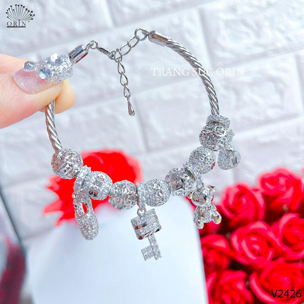 Lắc tay, vòng tay đính charm màu trắng thiết kế cao cấp Orin V2426