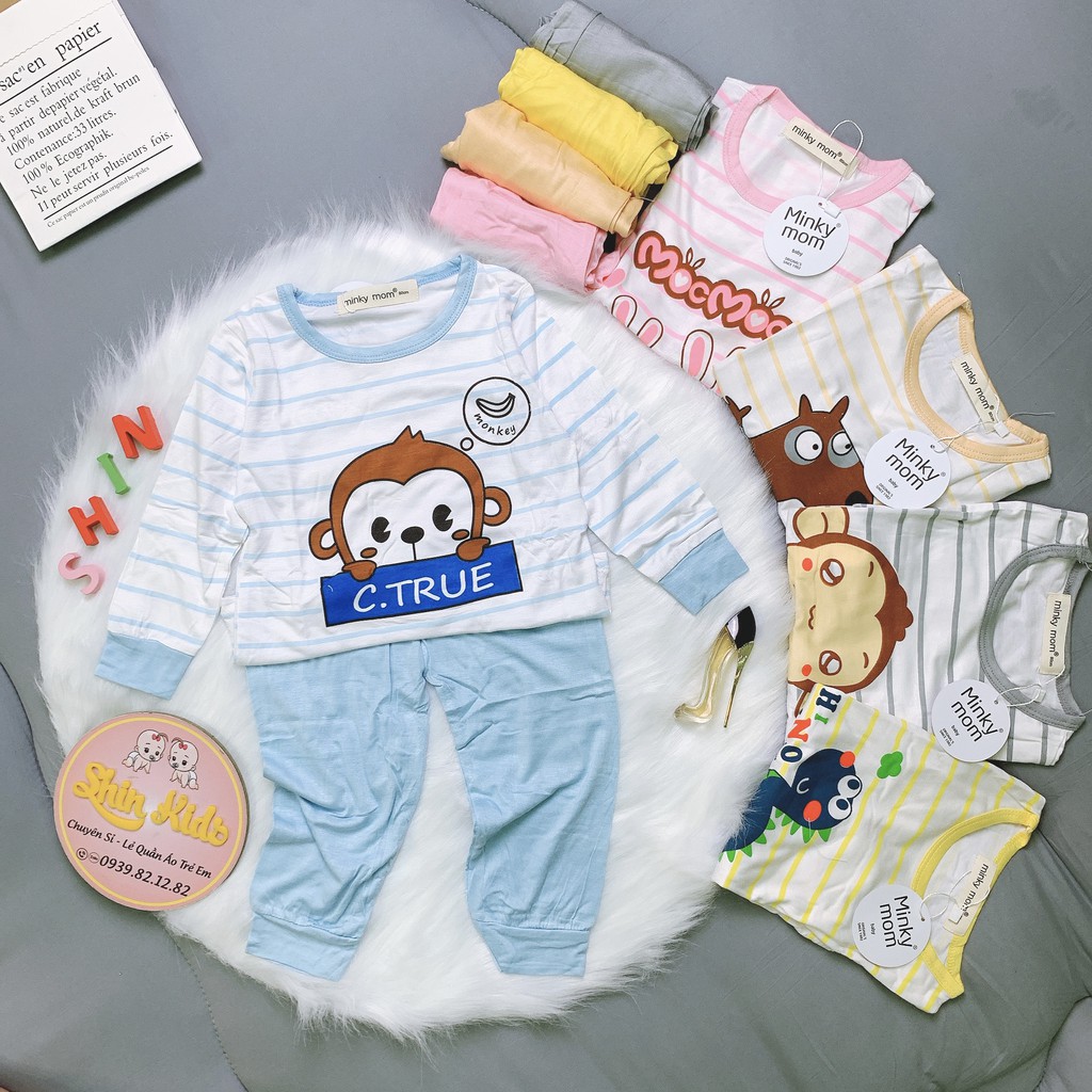 Set Đồ Bộ Dài Thun Lạnh Minky Mom Dành Cho Bé Trai - Bé Gái (7-18kg) Shop Shin Kids