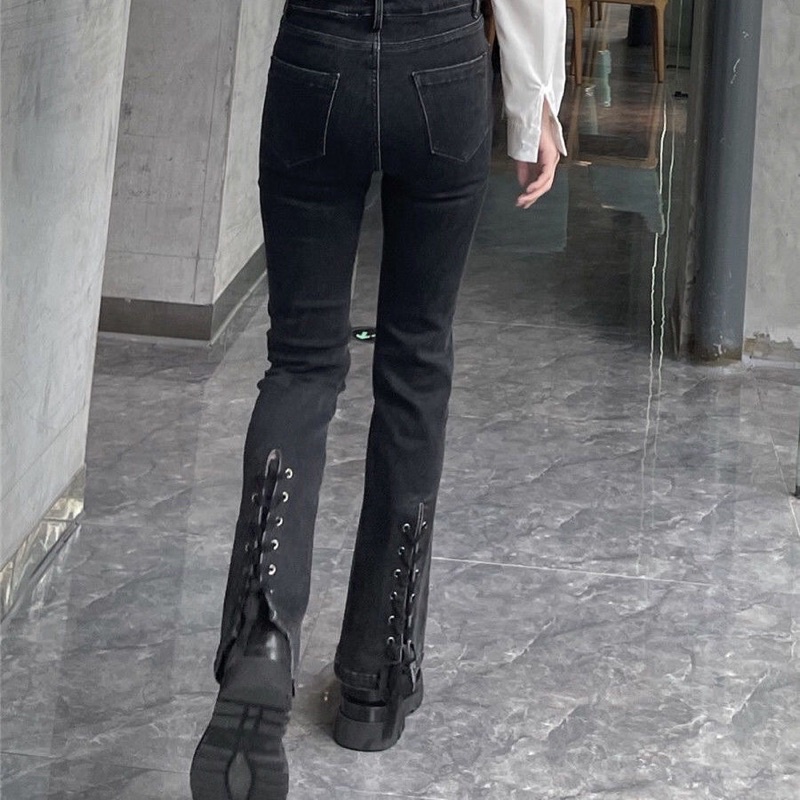 Quần Jeans Ống Loe Thắt Nơ Đơn Giản Nhưng Cá Tính Phong Cách