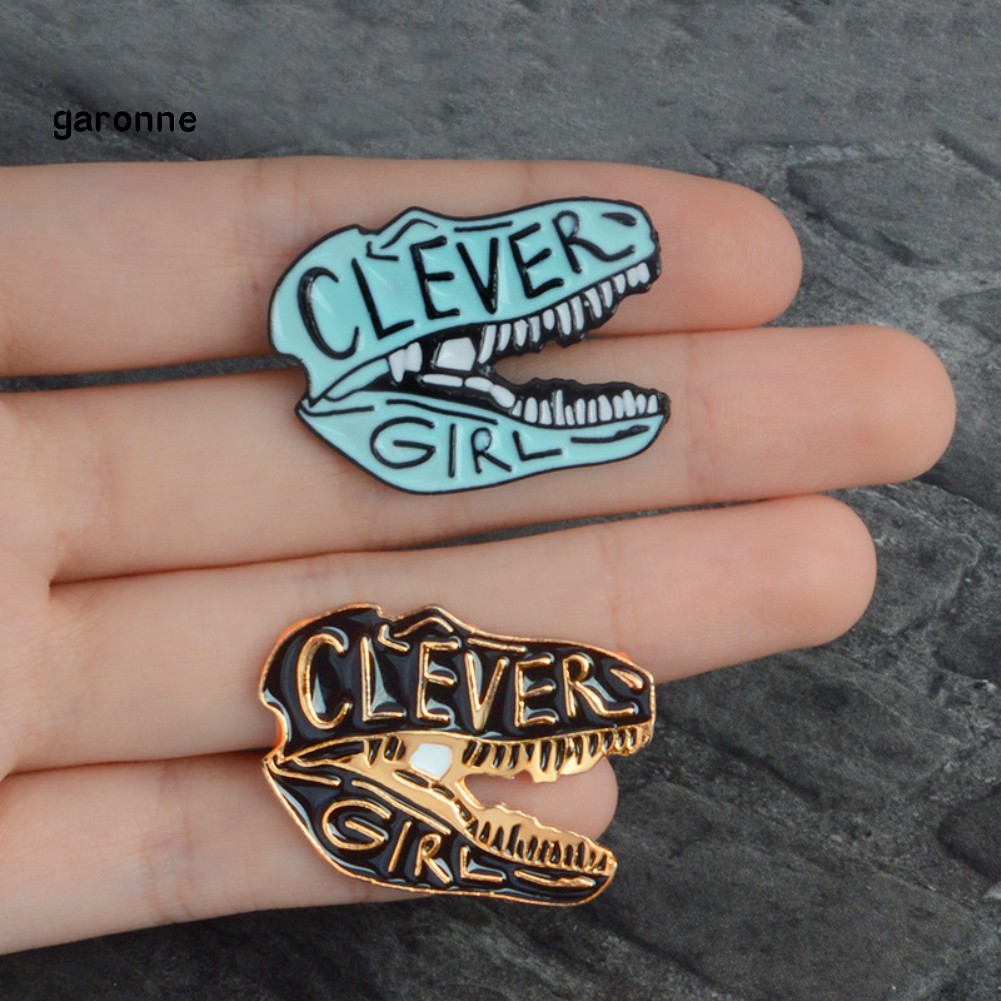 GA_Dinosaur Head Letters Print Enamel Unisex Brooch Pin Coat Sweater Shirt Ornament