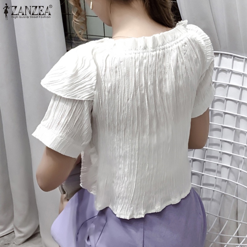 Zanzea Áo Nữ Tay Ngắn Cổ Chữ V Thời Trang Đường Phố Hàn Quốc