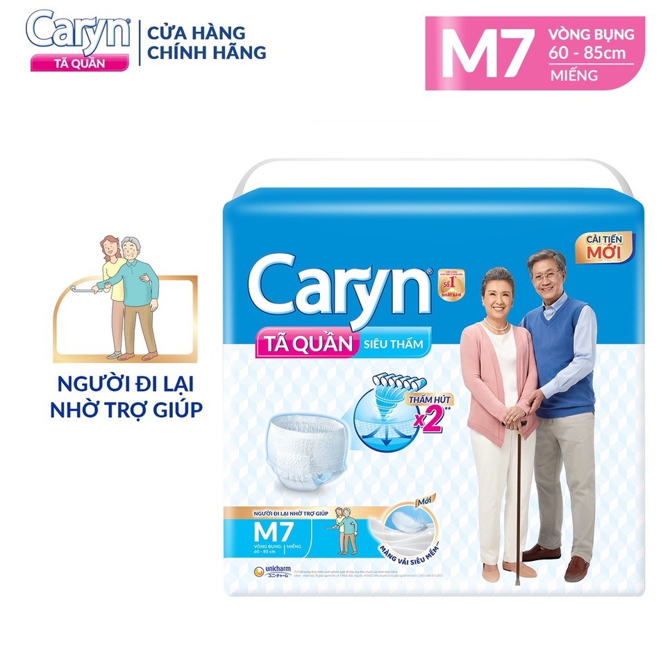 Tã Bỉm Quần Người Lớn Caryn Siêu Thấm Chống Tràn Size M 7 Miếng Dành Cho Người Đi Lại Cần Sự Trợ Giúp