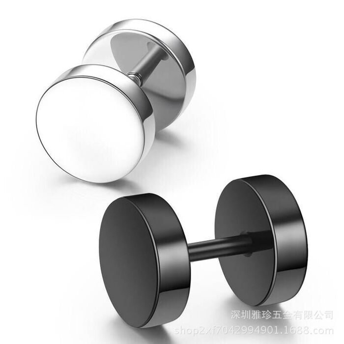 Khuyên tai mặt tròn nam nữ SAZ màu bạc đen đơn giản đẹp nhỏ xinh cao cấp cá tính - Hoa Tai Mặt Tròn