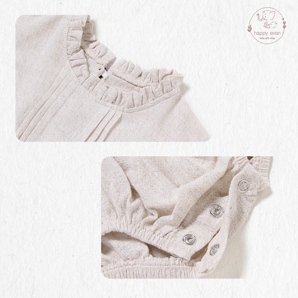 🅷.🄴🅅🄰🄽 [Form to] Bodysuit cao cấp cho bé gái, chất vải 70% cotton, 30% lanh (linen) dày rũ mềm mát thoáng khí.