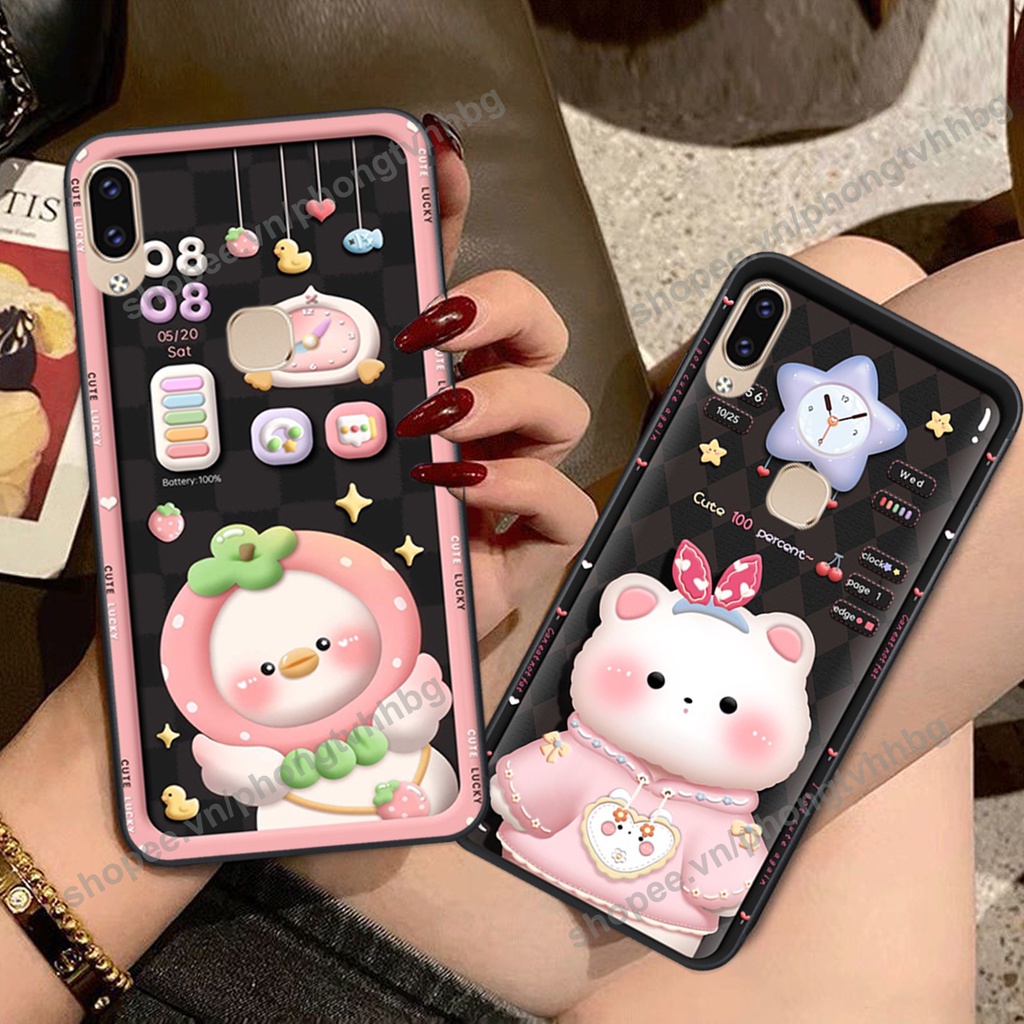 Ốp lưng Vivo V9 / V9 Youth gấu,thỏ trắng , đồng hồ dễ thương cute cực đẹp