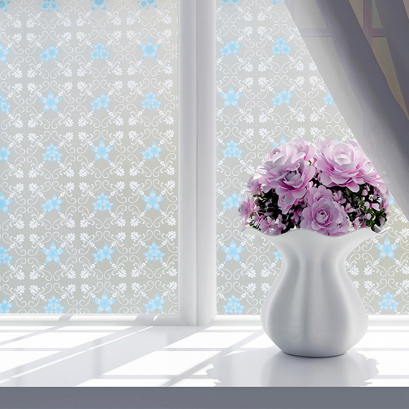 Decal giấy dán kính hoa ly xanh khổ rộng 0.45m