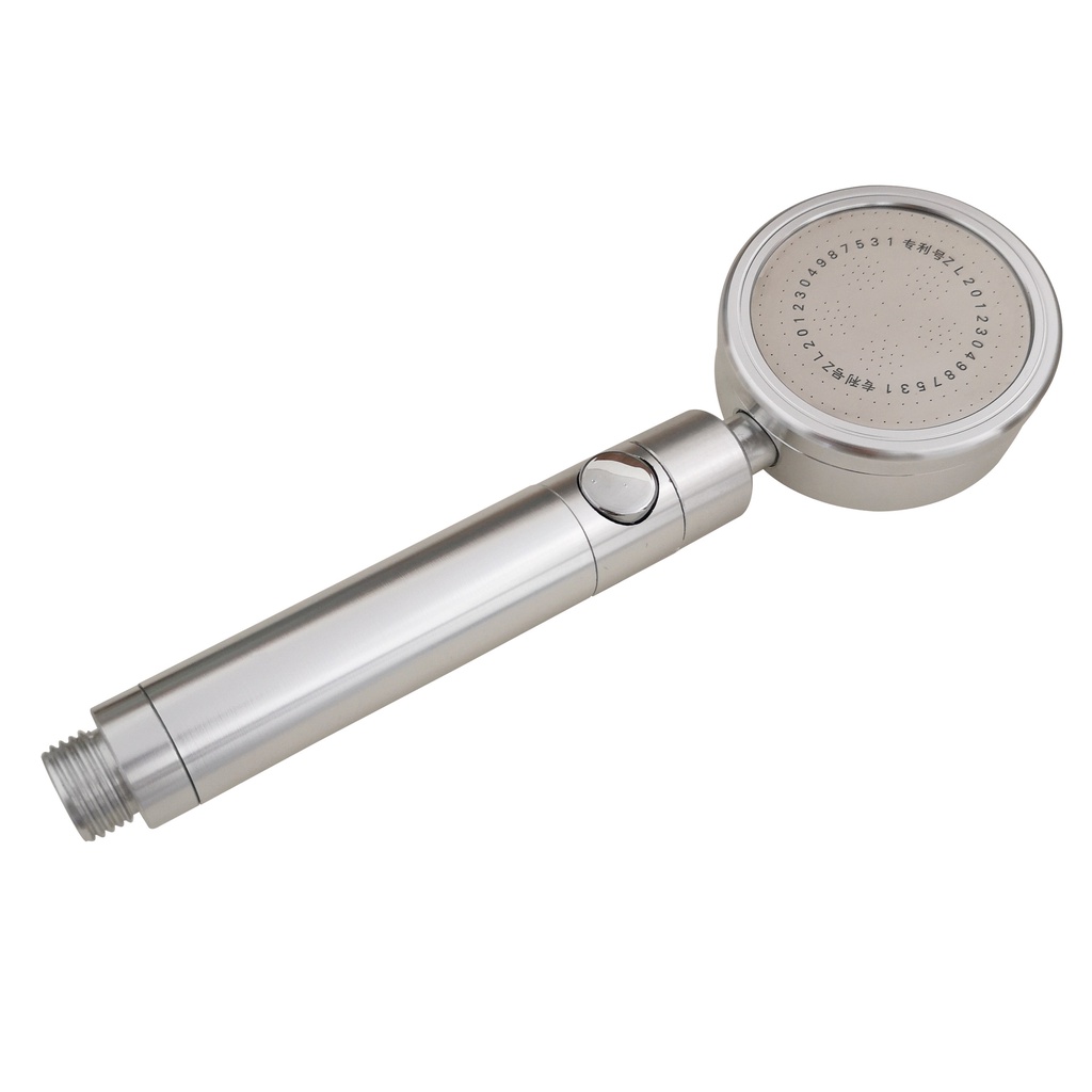 Tay sen, vòi sen tăng áp bằng hợp kim nhôm đúc màu bạc có nút bật tắt tiện dụng chống Oxi hóa - QM049