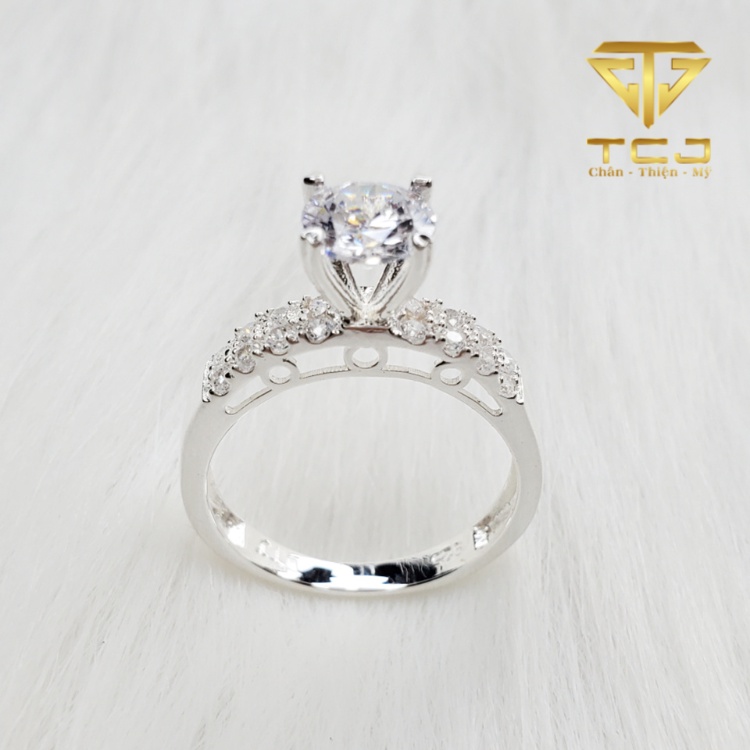 Nhẫn nữ bạc ý 925 thiết kế 3D đính đá sang trọng RD0064 Trang sức Toàn Cầu TCJ