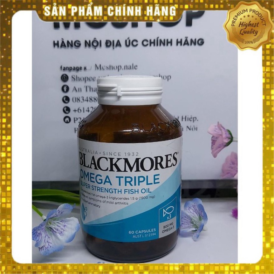 GIÁ GIẬT MÌNH [chính Hãng] Dầu cá Fish Oil blackmores 1500 oudrsless GIÁ GIẬT MÌNH