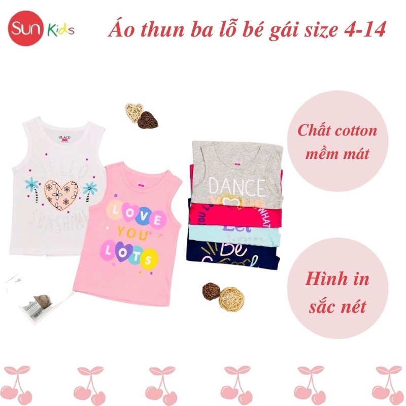 Áo thun cho bé gái, áo phông bé gái chất cotton mềm mát, size 4 - 14 tuổi - SUNKIDS1