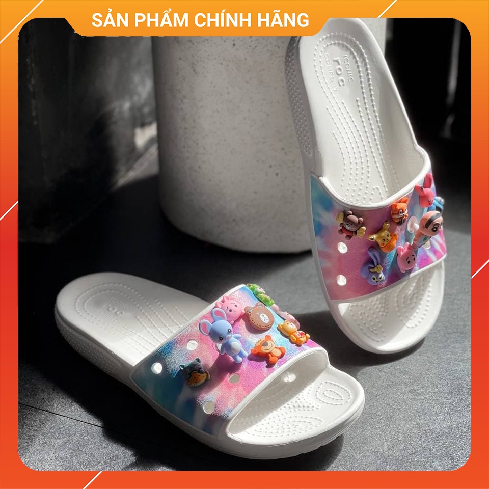 Dép Cross Nữ Quai Ngang Classic Slide Chính Hãng, quai ngang lỗ, quai ngang gắn hình, đúc nguyên đôi, dép đi mưa nữ, nhẹ