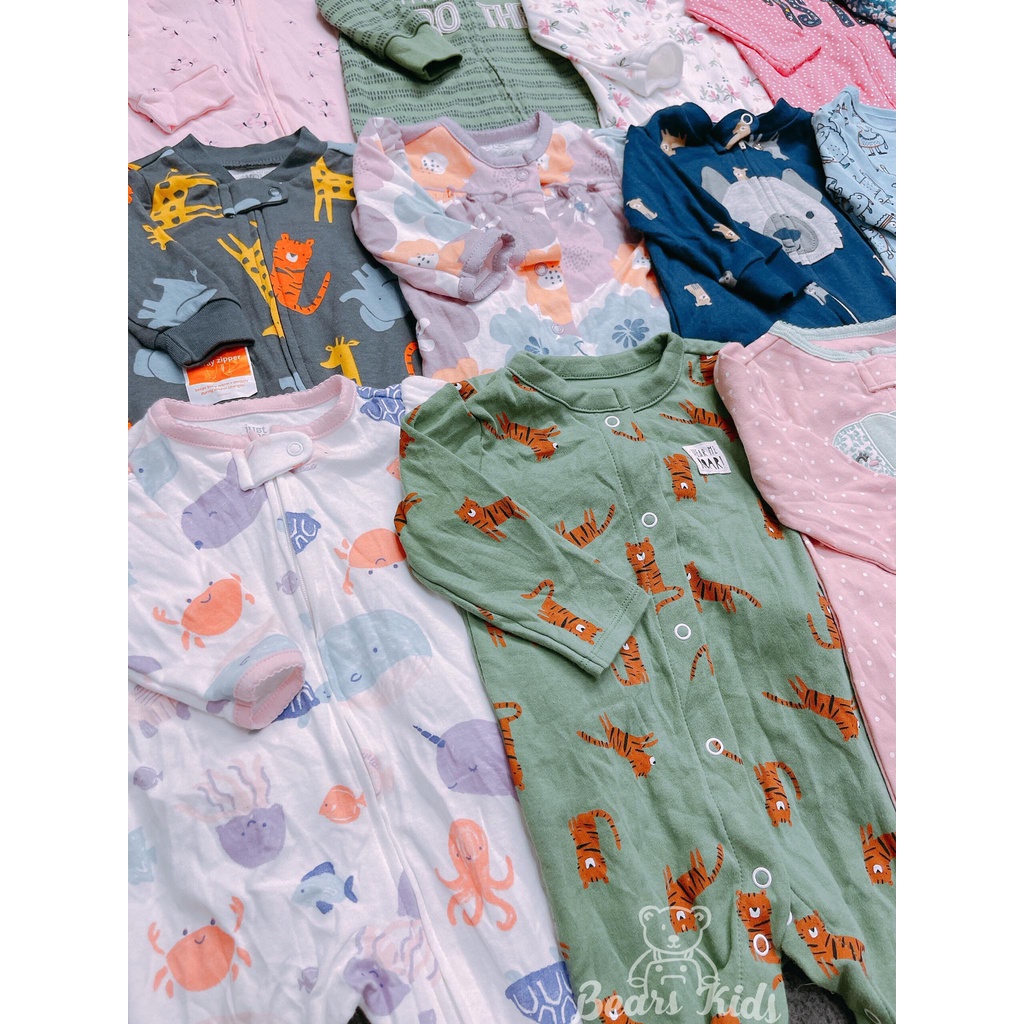 Sleepsuit (mặc nằm điều hòa) bodysuit bộ body dài tay xuất dư các hãng cho bé