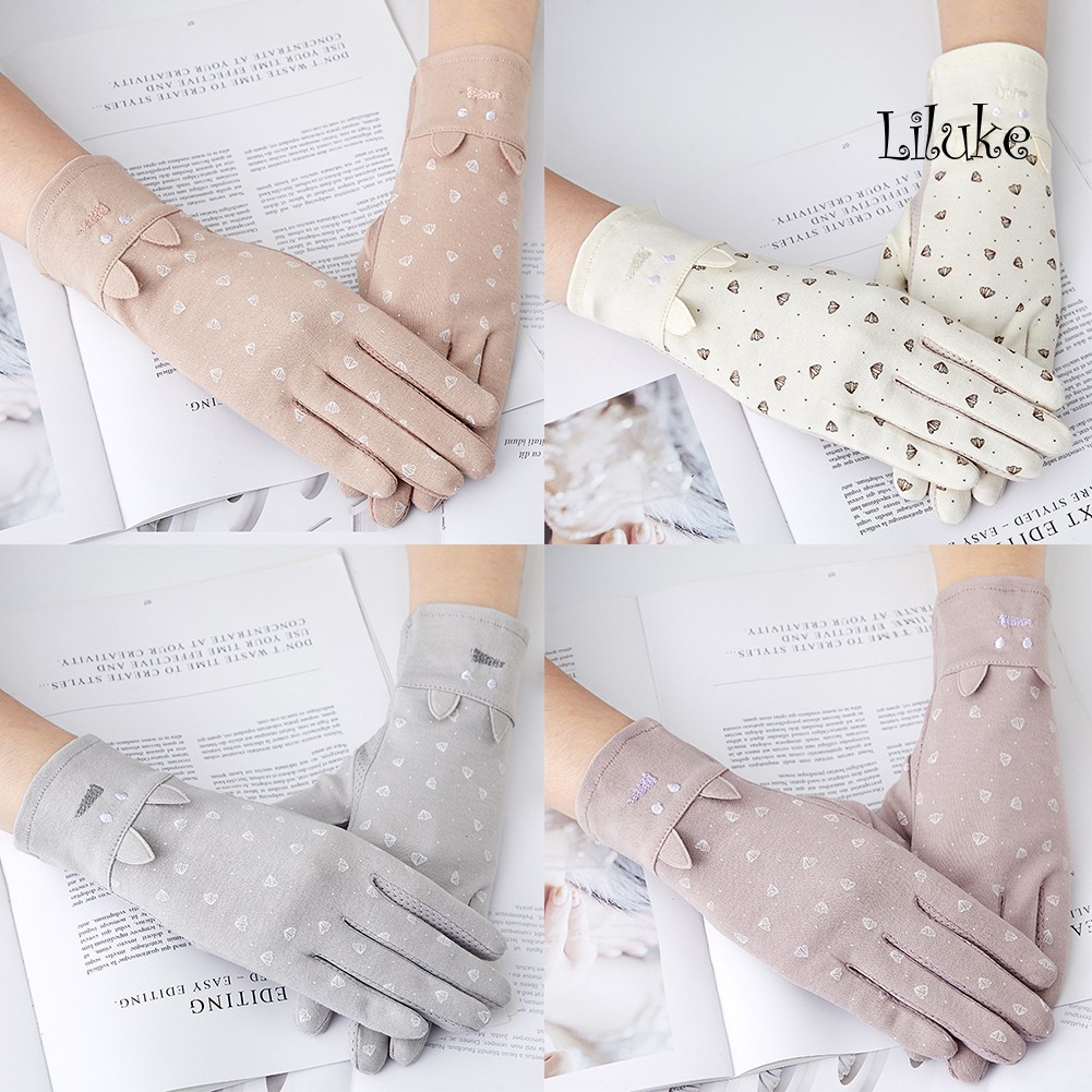 Găng Tay Cotton Mỏng Chống Tia UV Chống Trượt Có Thể Dùng Màn Hình Cảm Ứng Tiện Lợi