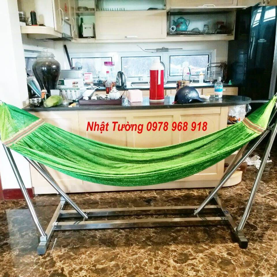 Khung võng xếp inox vuông( ảnh thật)+ Tặng lưới cán thép dày kèm màn võng