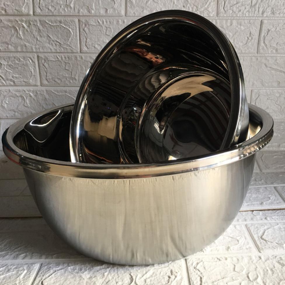 Thau trộn Inox 304 cao cấp. Size 22-24-26-28-30-32-34-36-38-40cm .siêu bền, tuyệt đối an toàn cho sức khỏe