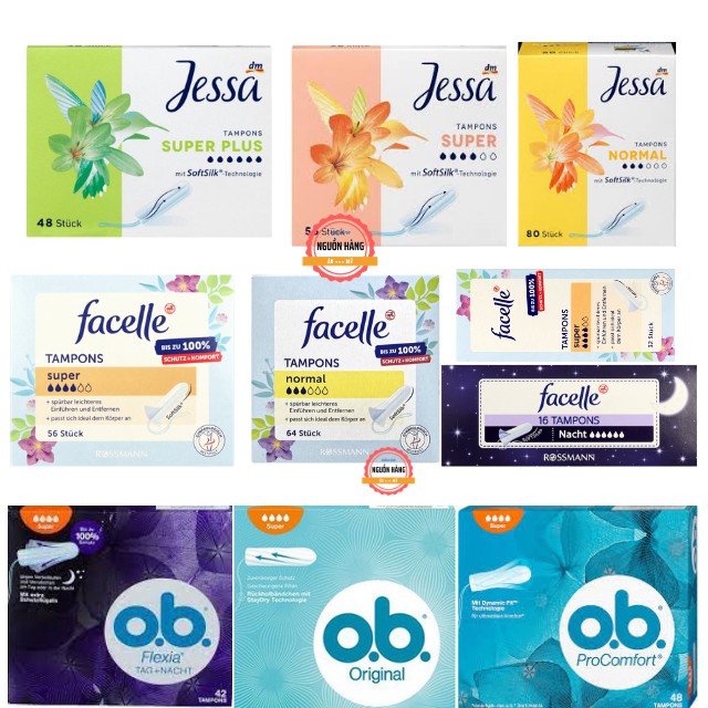 [Hàng Đức] Băng vệ sinh Tampons Đức (OB, Jessa, Facelle)