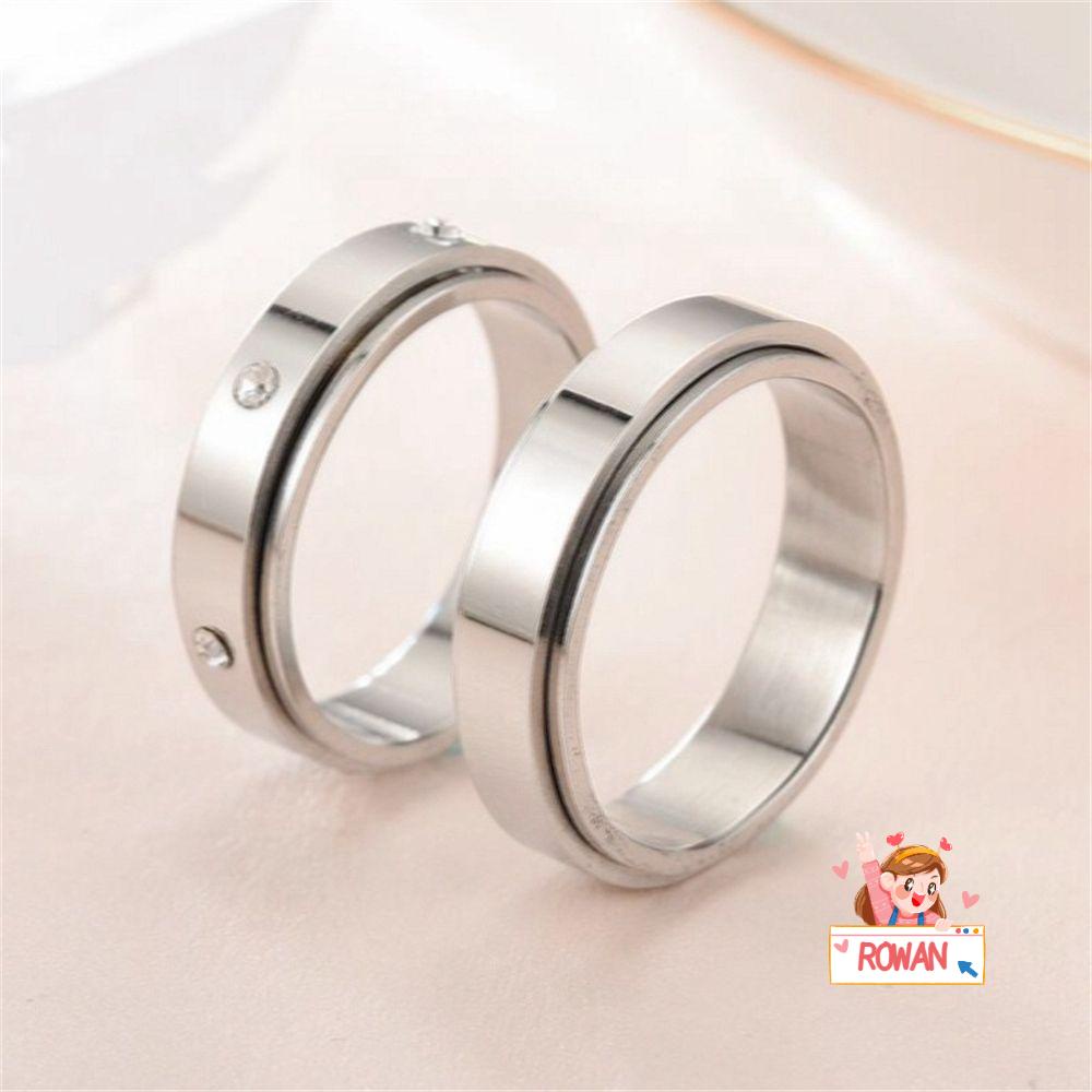 Nhẫn Thép Titan Đính Đá Zircon Thời Trang Cho Nam Nữ|Con Quay Spinner DạNg NhẫN