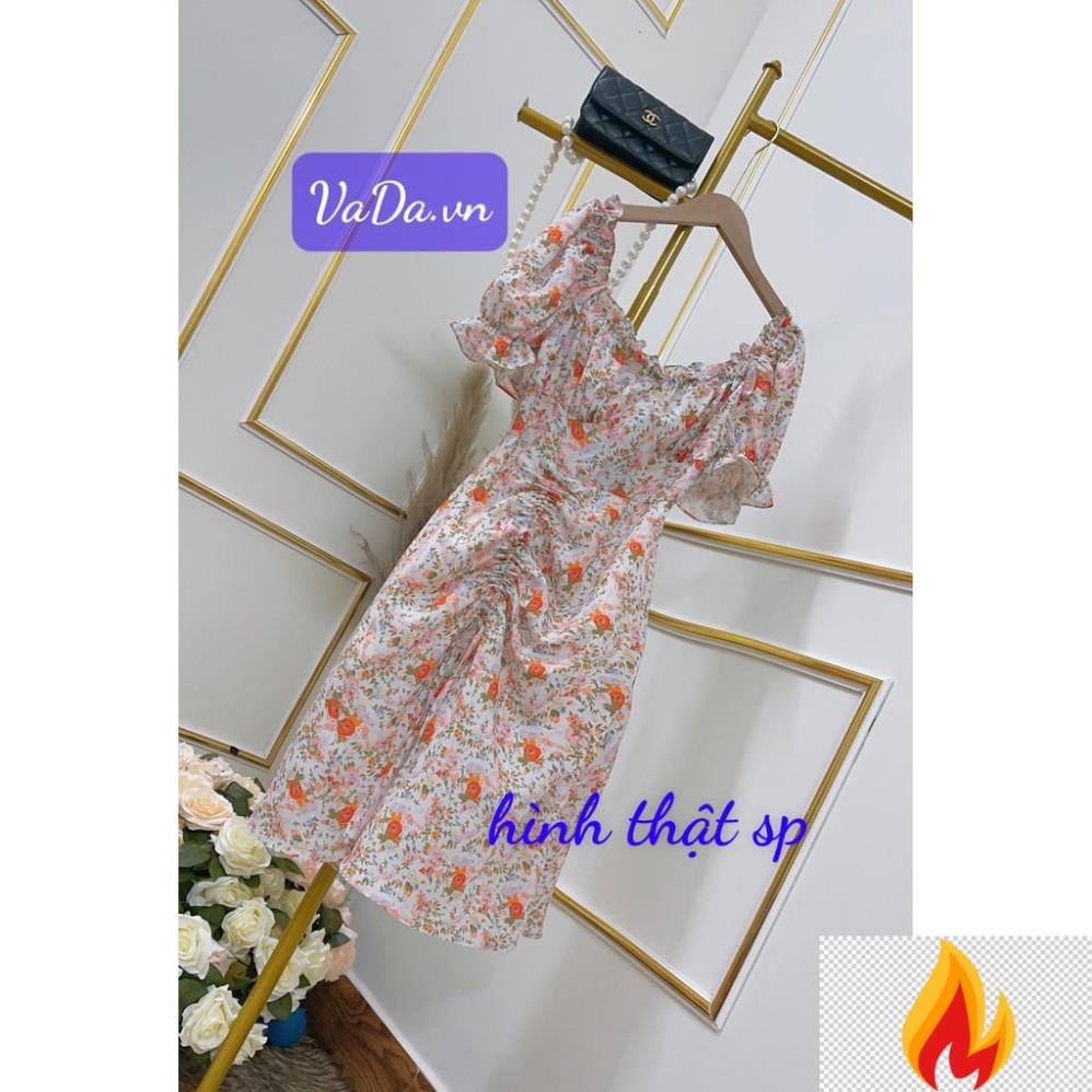 Đầm in Hoa 3D Cổ vuông Tay Phồng Kiểu Dáng Retro Pháp Dễ Thương Thời Trang VADA Đ42 hfZ1