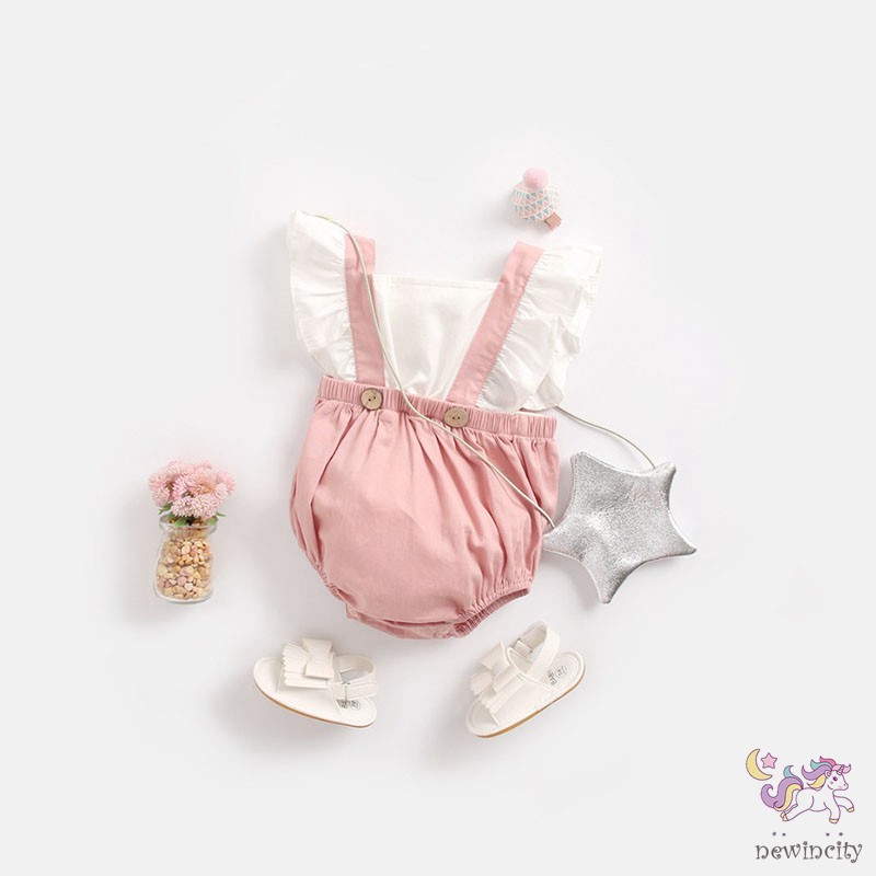 Áo Liền Quần Yếm Tay Loe Xinh Xắn Cho Bé Gái