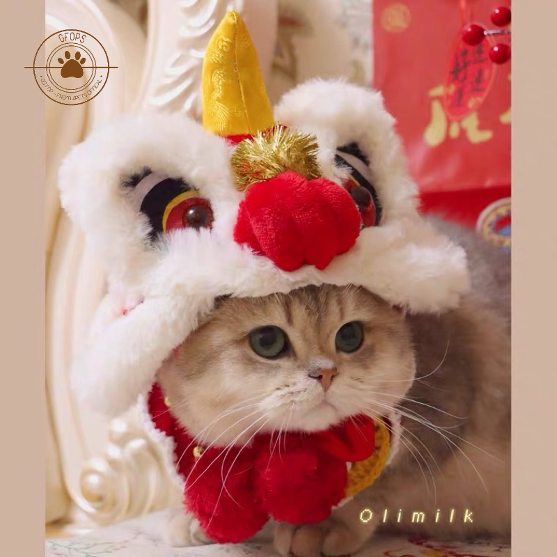 [Rẻ vô địch] Mũ lân chơi Tết cho chó mèo - 4pets official