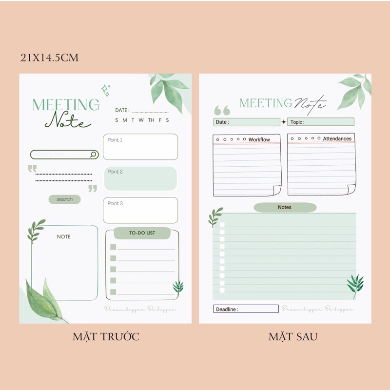Sổ tham dự họp, sổ ghi chú cho buổi họp, meeting note, 14,5x21cm sổ lò xo