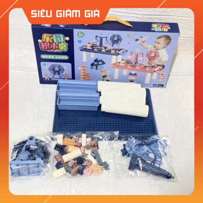 [MẪU MỚI] Bộ bàn xếp hình lego 69 chi tiết cho bé lắp ráp sáng tạo thông minh