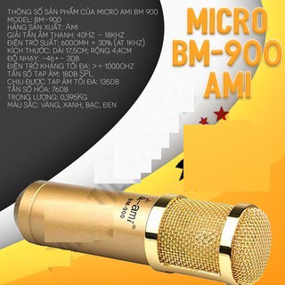 [sale - cao cấp]Micro thu âm livestream hát karaoke cao cấp BM900 AMI chuyên nghiệp bảo hành 12 tháng