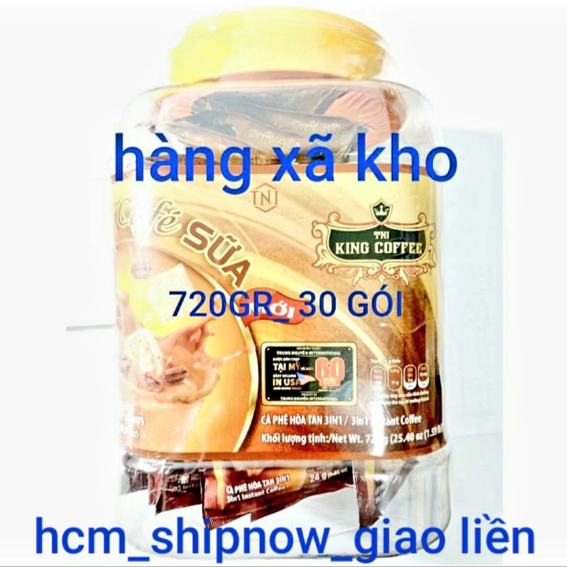 Cà phê king sữa hòa tan 3in1 - hộp nhựa 30 gói x 24gr, date:11.2022