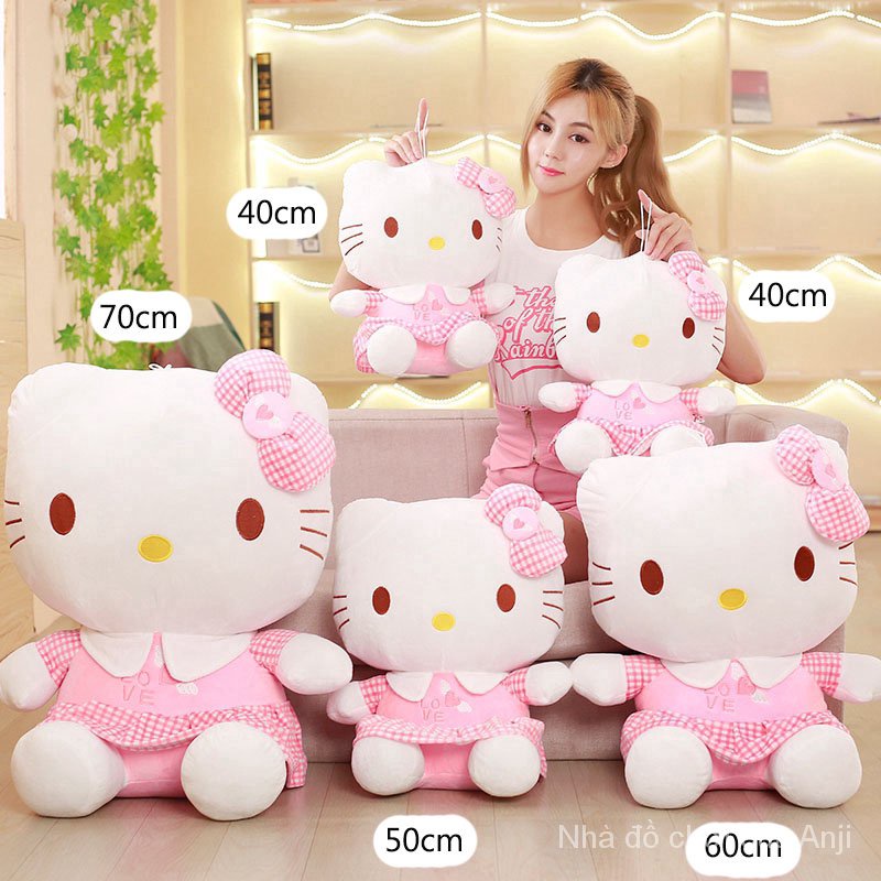 Mèo Hello Kitty nhồi bông 4 kích cỡ màu hồng xinh xắn làm quà tặng