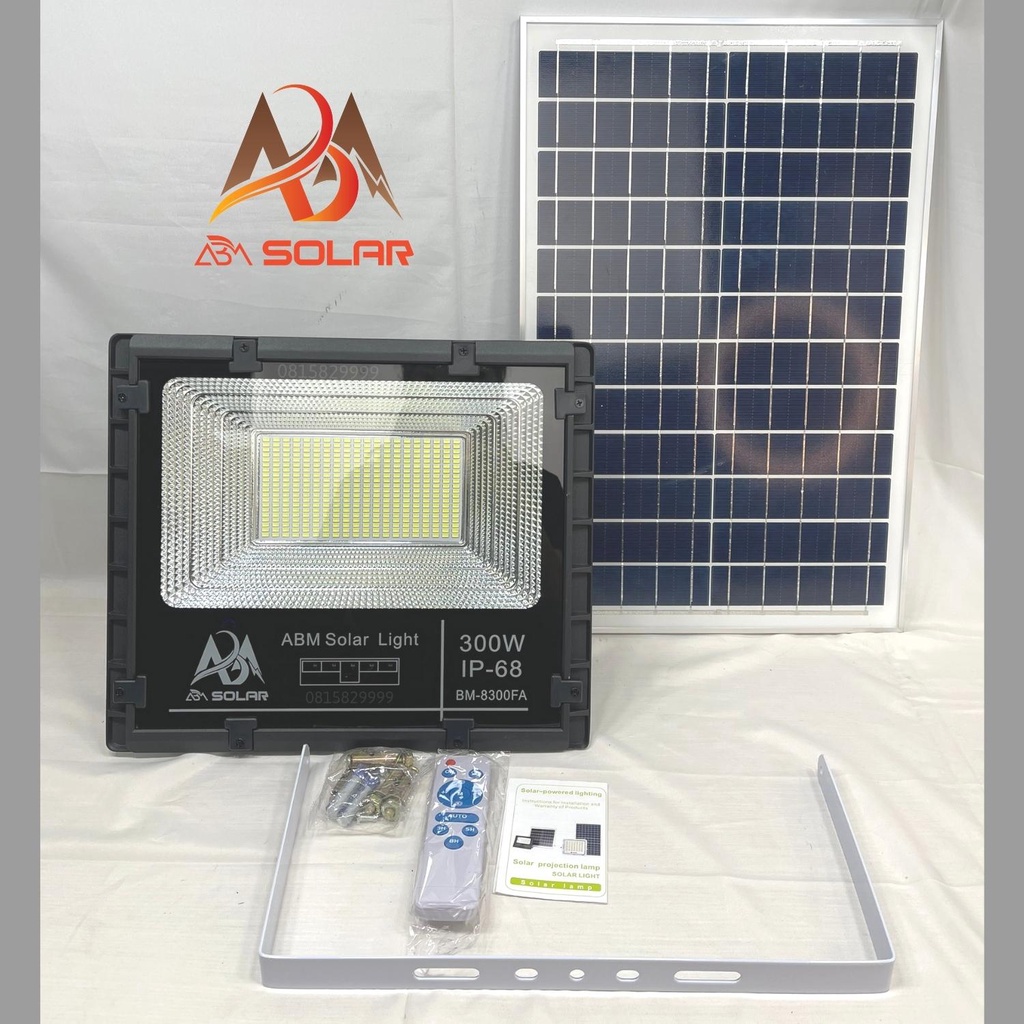 Đèn Năng Lượng Mặt Trời, Đèn Pha Chiếu Sáng Trong Nhà, Công Suất 300W, IP68 Chống Nước, Cao Cấp - ABM SOLAR