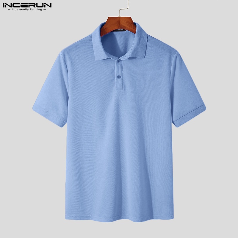 INCERUN Áo Thun Polo Tay Ngắn Có 3 Màu Thời Trang Trẻ Trung Cho Nam