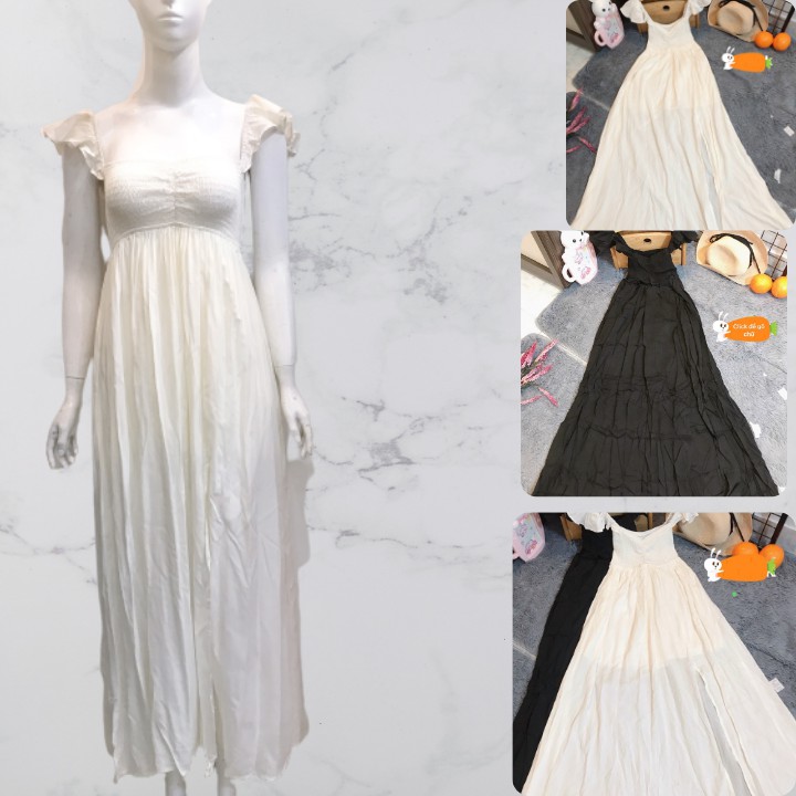 Đầm maxi hàng cao cấp dài xẻ tà co lót bên trong tay cánh tiên nhúng trước ngực dạo biển dạo phố đẹp số dzách