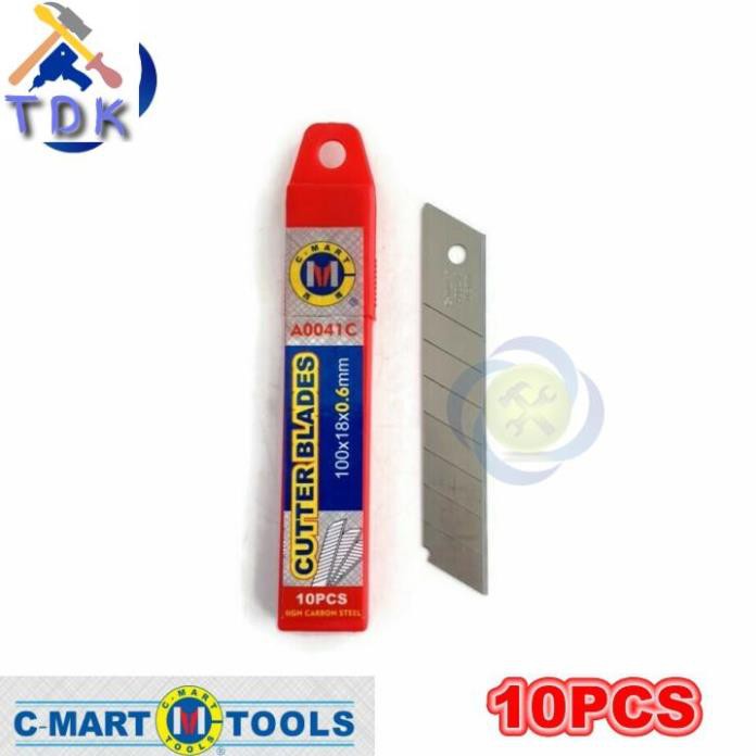 Lưỡi dao rọc giấy C-Mart A0041C 7 rãnh 10 lưỡi/hộp 100 X 18 X 0.5mm