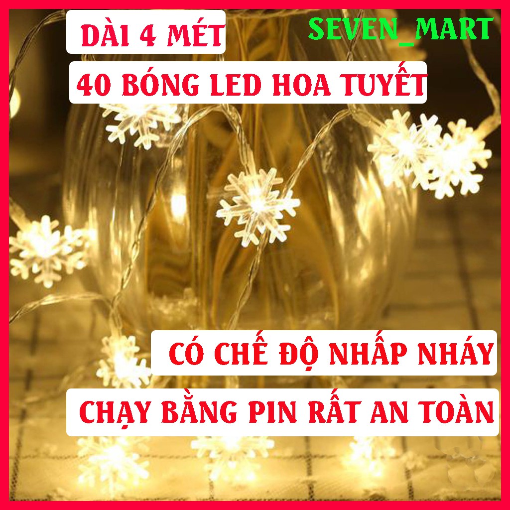 Đèn Led Trang Trí Cây Thông Noel Trung Thu Ngày Tết Hình Hoa Tuyết Dài 4m 40 bóng