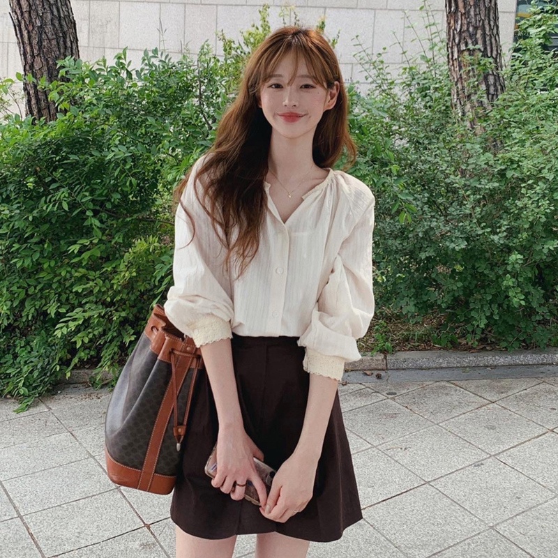 Hàng Mới Về Áo Sơ Mi Dài Tay Dáng Rộng Phong Cách Hàn Quốc Baju Wanita Lengan Panjang Hàng Mới Dành Cho Bạn Nữ