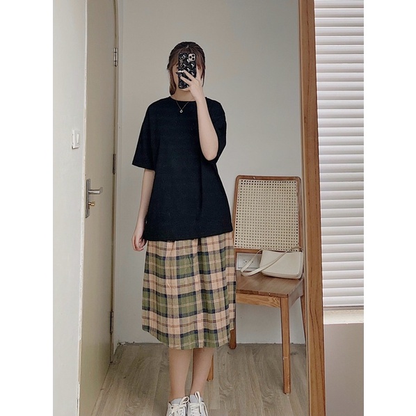 CHÂN VÁY DÀI CARO 1 HÀNG CÚC