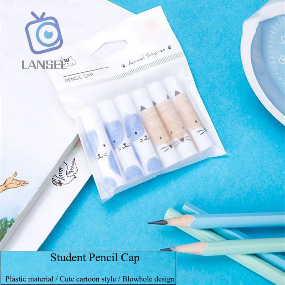 Set 6 nắp gắn bút chì mở rộng nhiều màu dễ thương thông dụng cho trường học