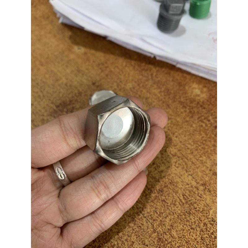 Nút bịt kẽm ren trong, ren ngoài, đầu bịt ống nước 1/2 phi 21
